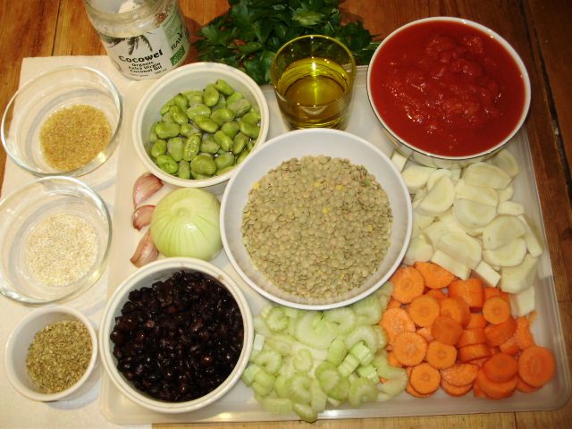 1. Ingredients prepared & assembled for hotpot