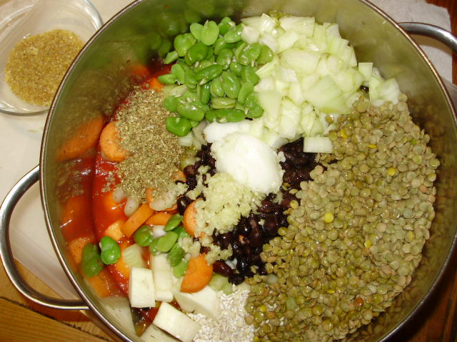 2. Ingredients all in saucepan and ready to go except bulghur wheat to be added later