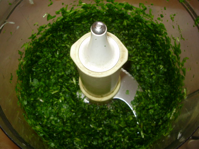 5. Blitzing the spinach or watercress in a food processor just before adding to soup