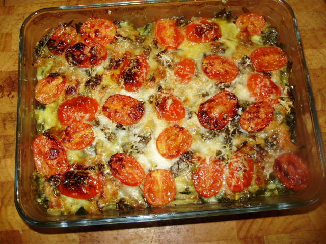 The gratin - golden brown, fragrant and sizzling from the oven