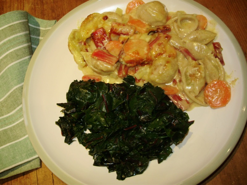 Delicious, colourful & nutritious - accompanied by lightly cooked chard leaves